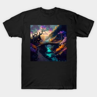 Fantasy Valley Colorful Drawing Illustration T-Shirt